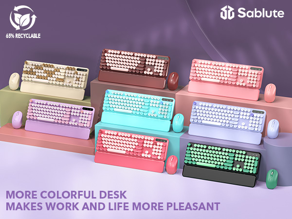 Purple Wireless Keyboard and Mouse Combo with Detachable Wrist Rest
