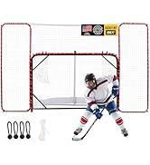 ZEALFEEL Hockey Net with Backstop 10x6FT, Pro Hockey Goal Training Set with Target Nets, Heavy-Du...