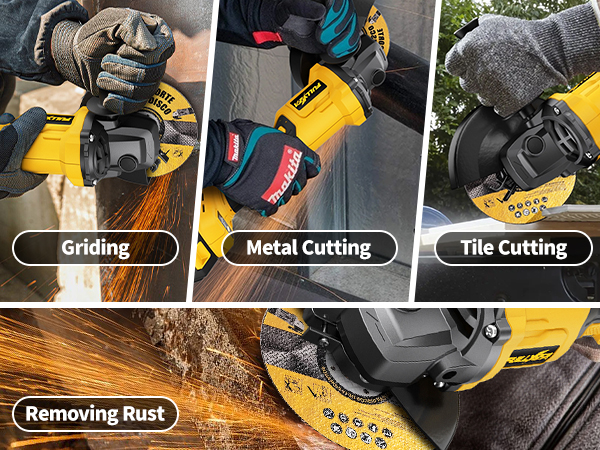 FULLYEA Cordless Angle Grinder 4-1/2&amp;#34; Powerful Brushless Motor 12000 RPM