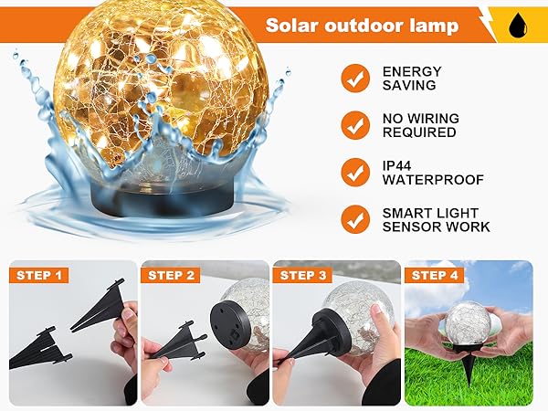 Solar Globe Lights Outdoor Waterproof