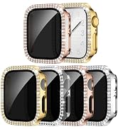 4 Pack Privacy Bling Case with Tempered Glass Screen Protector for Apple Watch 40mm SE 3/SE 2/SE/...