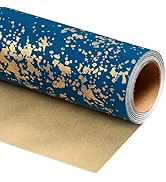 MAYPLUSS Navy Blue Wrapping Paper Roll, Reversible Gold gift Wrap with 3D Snowflake for Mens Boys...