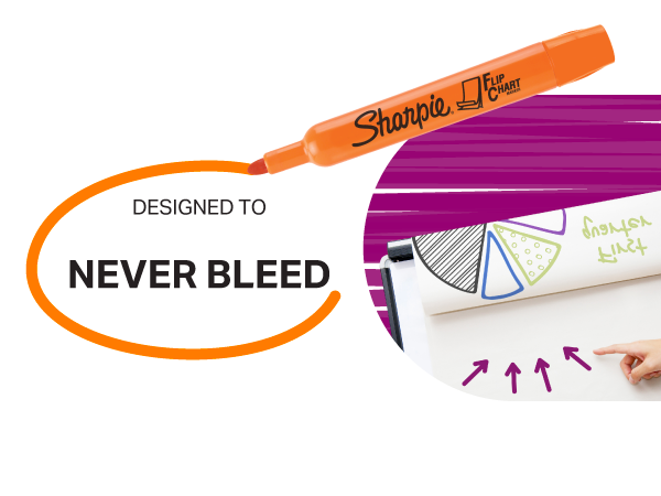 flip chart marker bullet tip sharpie orange never bleed white board office teacher presentation 