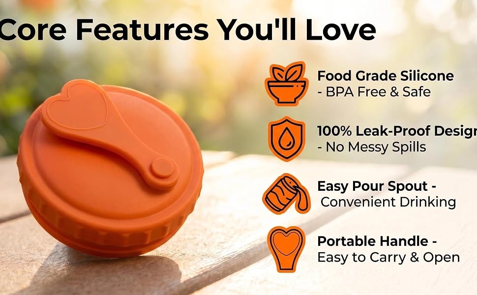 Silicone Soda Can Lids, Food Grade BPA Free, 100% Leak-Proof, Easy Pour Spout &amp;amp; Portable Handle