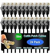 Lysymixs Cat6a Slim Ethernet Patch Cable 1 ft (24 Pack), Cat6a Patch Cable for Data Centers, Cat ...