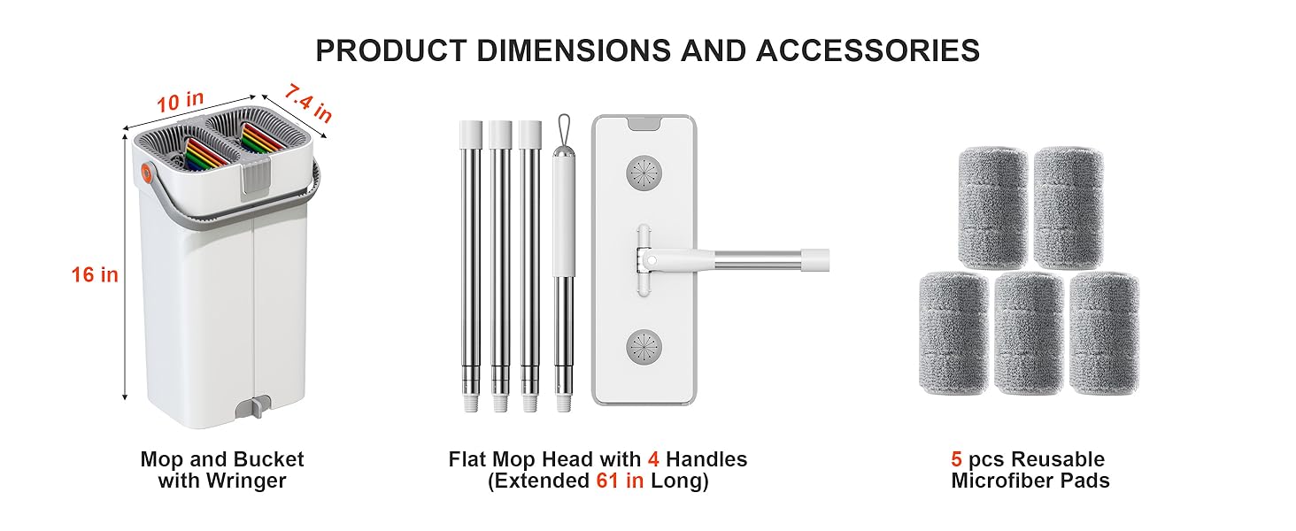 5 Washable Microfiber Mop Pads