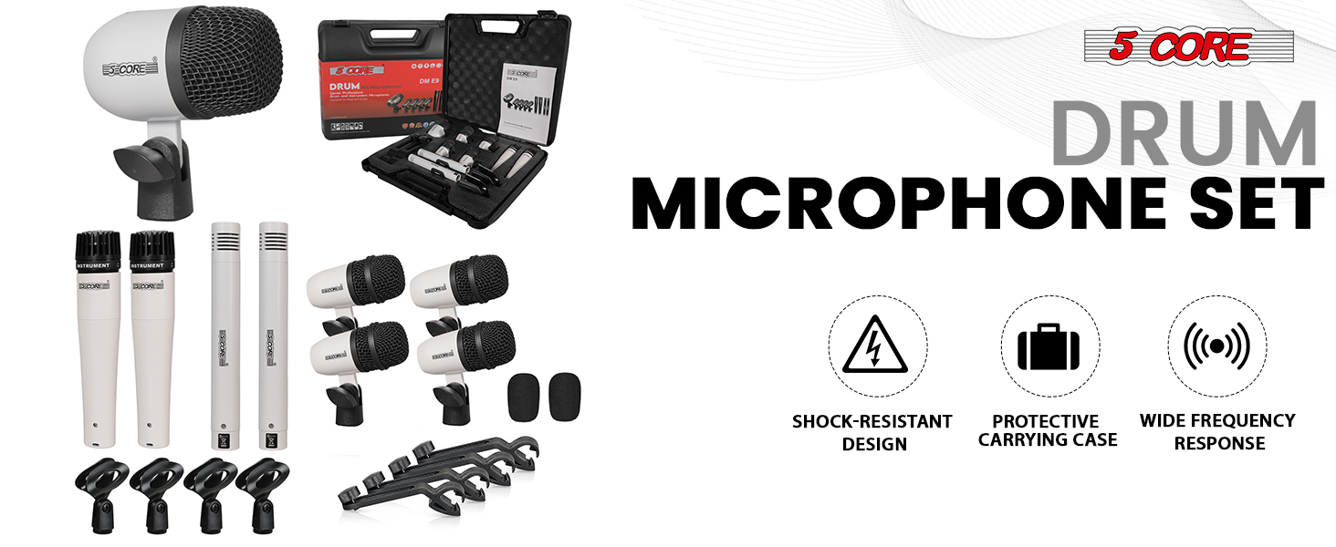 drum mic kit drum microphone set 9 piece drum set drum mic set recording studio kit percussion mic