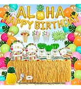 327 PCS Luau Party Decorations Set Serve 25, Hawaiian Birthday Party Supplies Decor with Aloha Pl...