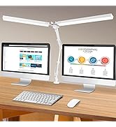 JOSTIC LED Desk Lamp with Clamp, Super Bright Double Head Desk Lamps for Home Office, 5 Color Mod...