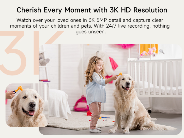 CINMOORE 3K 5MP HD Resolution Security Camera AI Detection with 64GB Card