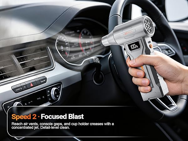 Hopetool S7 Pro Speed 2 Focused Blast mode cleaning car interior vents