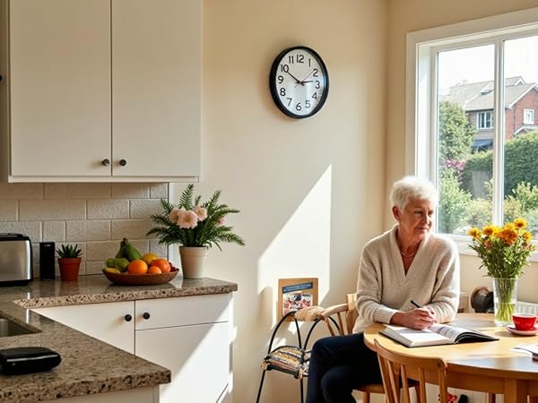 old woman with clock