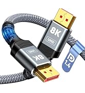 Capshi 8K DisplayPort 1.4 Cable, VESA Certified 6.6FT DP Cord (8K@60Hz, 4K@144Hz, 2K@240Hz/165Hz)...