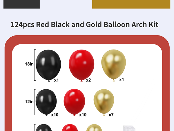 red black and gold balloons
