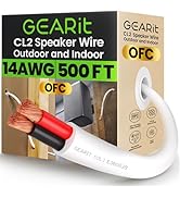 GearIT 14/2 Speaker Wire (500 Feet) 14AWG Gauge - in Wall Audio Speaker Wire Cable / CL2 Rated / ...