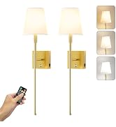 Aoceley 2-Pack 11000mAh Rechargeable Battery Operated Wall Sconces,Indoor No-Hardwired 3-Color St...