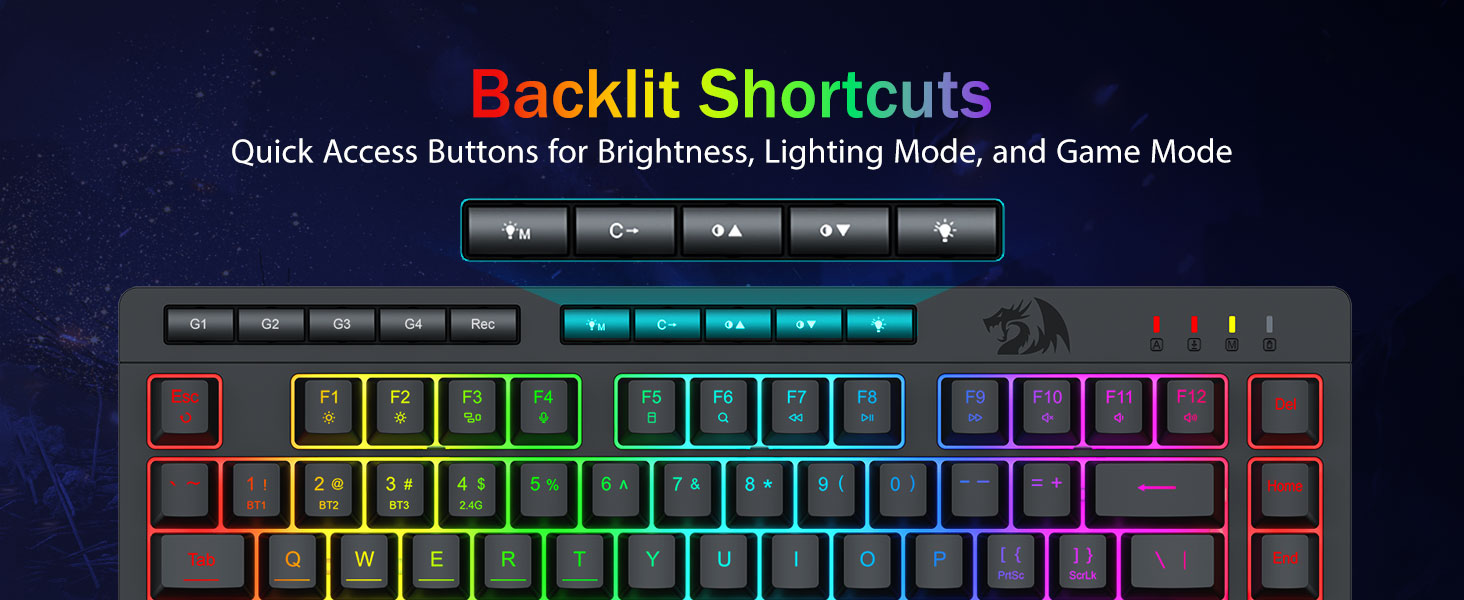 backlit shortcuts