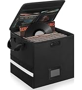 IBVIVIC Fireproof Vinyl Record Storage Box, Record Storage Organizer with Lock Fireproof Record C...