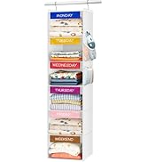 homyfort Weekly Clothes Organizer for Kids, 6-Shelf Hanging Closet Organizer with Colorful Labels...