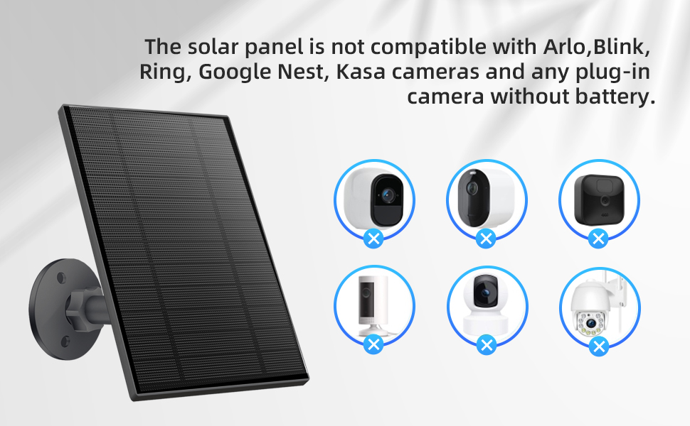 5W Solar Panel for Security Camera, Solar Panel with Micro USB &amp;amp; USB-C Port for DC 5V Battery Camera