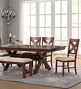 Karven Wood 6-Piece Dining Set, Dark Hazelnut