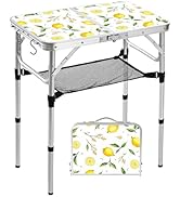 Kcmploro Folding Camping Table, 2ft Portable Lightweight Small Foldable Card Table with Adjustabl...