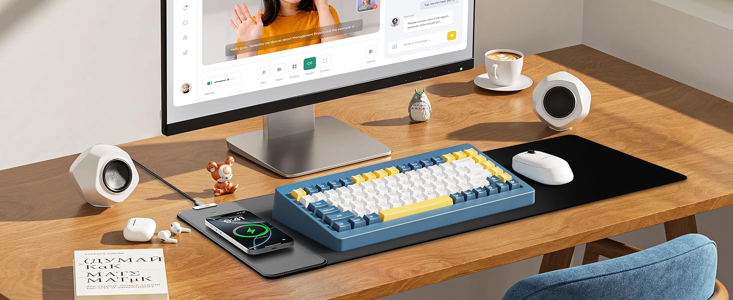 Magnetic wireless chrging mouse pad
