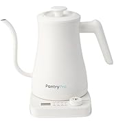 PantryPro 1.0L 1500W Rapid-Boil Electric Gooseneck Kettle - Stainless Steel Interior - Temperatur...