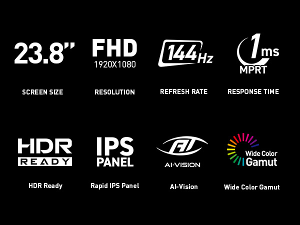 23.8" FHD IPS Panel; 144Hz Refresh Rate