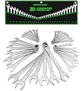 30-Piece Combination Wrench Set, Metric (6mm-24mm) &amp; SAE (1''-1/4"), Standard Spanner Wrench Set,...