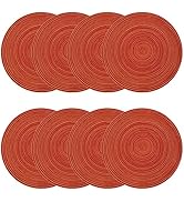 pigchcy Round Placemats Set of 8 Braided Cotton Table Mats Heat Resistant for Dinner Parties Than...
