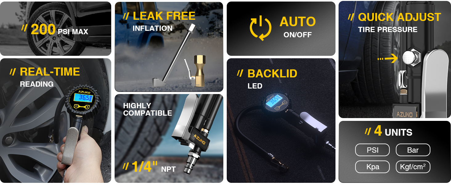 tire pressure gauge with inflator