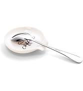 Coffee Spoon Rest with spoon, Mini Coffee Spoon Holder, Small Ceramic Spoon Rest for Coffee Stirr...