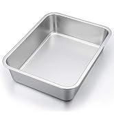 P&amp;P CHEF Lasagna Pan, Rectangular Cake Pan Roaster Pasta Baking Cookie Sheet Pans Stainless Steel...