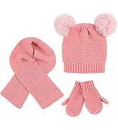 Duoyeree Baby Winter Hat Scarf Glove Beanie Set Girls Boys Pom Pom Knitted Beanie Mitten Scarves ...
