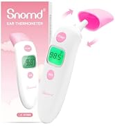 Snomd Forehead and Ear Thermometer 3 in 1 Non-Contact Backlight Body Object Temperature Checking ...