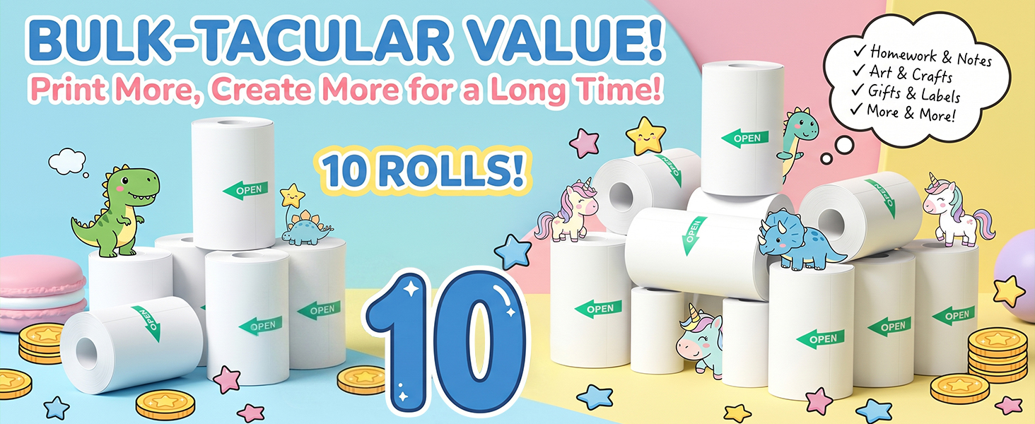 10 Rolls Sticker Paper