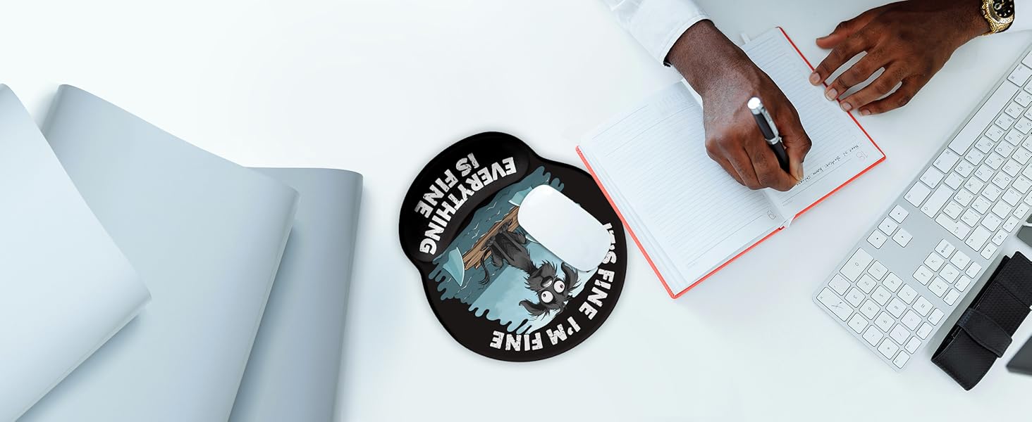 Funny Dog Ergonomic Mouse Pad with Wrist Rest, Cute Home Office Desk Accessories Decor