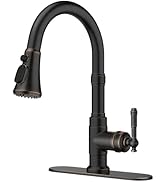 FORIOUS Vintage Kitchen Faucets with Pull Down Sprayer, Oil Rubbed Brown, High Arc Single Handle ...