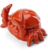 Crab Ashtray with Lid for Cigarette Ceramic Red Windproof Ash Tray for Home Office Tabletop Outsi...