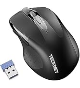 TECKNET Wireless Silent Mouse, Quiet Click, 2.4G Optical Cordless Mouse, 6 Adjustable 4000 DPI, C...