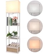 Gupuzm Floor Lamp with Shelves, Large Size Rectangle Standing Lamp with 3 Color Temperature Bulb,...