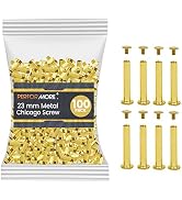 Performore 100 Pack of Chicago Screw Post Binding Screws, 23mm Brass Plated Metal Screw Posts for...