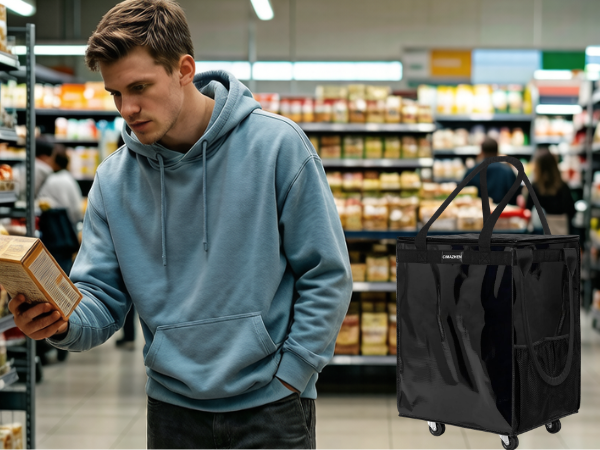 rolling tote reusable grocery bag on wheels bag on wheels rolling tote with wheels and handle