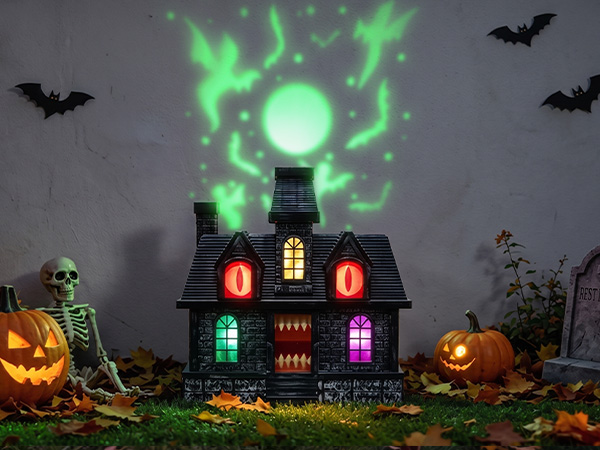 Halloween Projection Haunted House Decor, Colorful Lights