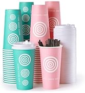 20 oz Paper Coffee Cups, 100 Pack Disposable Coffee Cups with Lids and Stirrers , To go Coffee Pa...