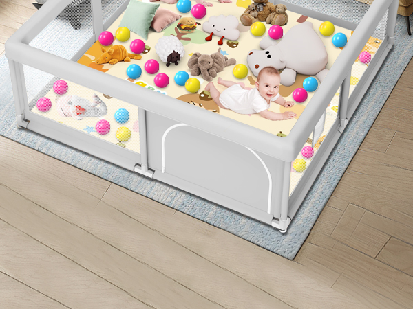 Playpen for Babies and Toddlers with mat, balls and pull rings