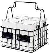 EMAX HOME 4 Compartment Utensil Caddy,Rustic Farmhouse Multipurpose Caddy,Utensil Crock Flatware ...