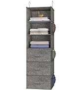 DonYeco Hanging Closet Organizer 6-Shelf Closet Storage with Drawers Foldable Portable Closet Han...