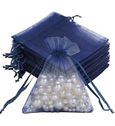 joycraft 50Pcs Organza Bags, 2x3 inch Gift Favor Bags, Navy Blue Party Favor Bags, Jewelry Pouche...